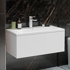 Mixline Тумба с раковиной Вектор 90 подвесная белая – фотография-4