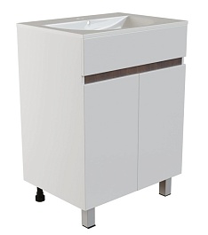 Mixline Тумба с раковиной Брикс 60 2 створки белый/дуб вотан – фотография-1