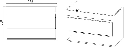 Viant Тумба под раковину Бостон 80 1 ящик подвесная графит/дуб вотан – картинка-5