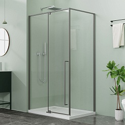 Azario Душевой уголок Male 100/100 стекло прозрачное профиль матовый графит – фотография-2