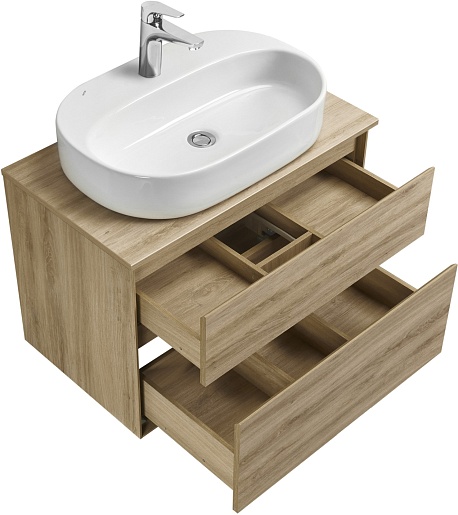 Акватон Тумба с раковиной Либерти 75 Одри Round дуб эльвезия – фотография-2