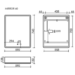Sancos Зеркало-шкаф Mirror 60 с подсветкой MI60ECH дуб чарльстон – фотография-6