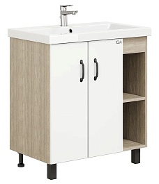 Onika Тумба под раковину Тимбер 90 напольная белая матовая/дуб сонома правая – фотография-1