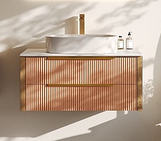 Зов Тумба под раковину Валенсия 100 подвесная бежево-розовая/столешница белая