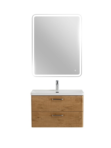 BelBagno Тумба с раковиной Due 80 подвесная Rovere Nature ручки Матовый атласный никель – фотография-12