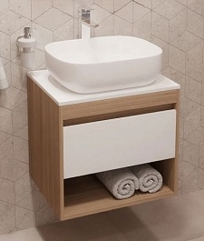 Teymi Тумба с раковиной Ritta 75 дуб эврика/белый матовый T60521 раковина T50204 – фотография-1