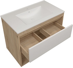 Teymi Тумба с раковиной Vitra 80 подвесная дуб/белый – фотография-2