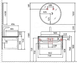 Jorno Тумба под раковину Shine 75 подвесная белая Shi.01.75/P/W – фотография-4