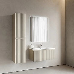 Sancos Тумба с раковиной Snob R 1.0 100 beige soft раковина Element 101 CN7003 – фотография-4