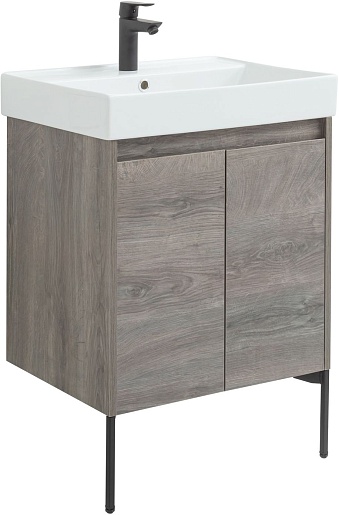 Aquanet Тумба с раковиной Nova Lite 60 2 дверцы подвесная дуб рошелье – картинка-11