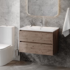 Teymi Тумба с раковиной Laina 80 подвесная дуб темный – фотография-13