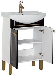 Aquanet Тумба с раковиной "Честер 60" черный/золото – фотография-5