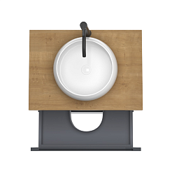 Зов Тумба под раковину Дион 60 подвесная под столешницу матовый графит/дуб – фотография-5