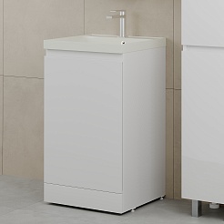 Style Line Мебель для ванной с кварцевой раковиной жасмин Батлер 50 белая Люкс антискрейтч Plus – фотография-6