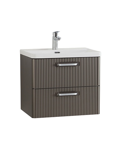 BelBagno Тумба с раковиной Due 50 подвесная Оружейная сталь ручки Хром полированный – картинка-7