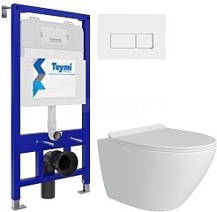 Teymi Унитаз подвесной Lina Pro T40106 с инсталляцией Aina T70011 кнопка Helmi T70206 – фотография-1
