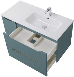 BelBagno Тумба под раковину Etna 100 R подвесная голубая матовая – фотография-8