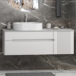 Brevita Тумба с раковиной Pallisandro 120 L подвесная серая матовая – фотография-2