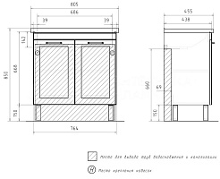 Equil Тумба под раковину Lago 80 2 ящика напольная белая/дерево – фотография-3