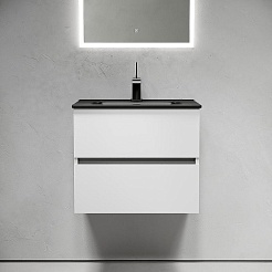 Sancos Тумба с раковиной Urban 60 белый глянец раковина Element 61 CN7001MB – фотография-2