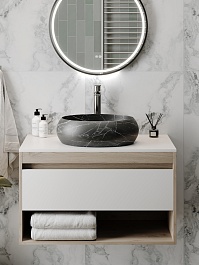 Teymi Раковина накладная Laina 48.5 T51304 черный мрамор – фотография-8