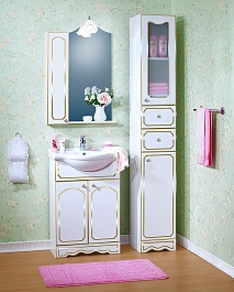 Бриклаер Мебель для ванной Лючия 60 белый глянец/золото, шкафчик – фотография-4