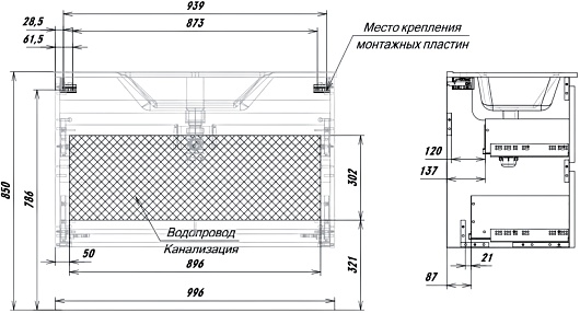 Aquanet Тумба под раковину Джейн 2.0 100 подвесная графит матовый – фотография-18