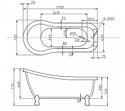 BelBagno Акриловая ванна BB20-CRM, ножки BB-LEG-EAGLE-CRM – фотография-4