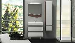 Velvex Тумба с раковиной Crystal Cub 70 напольная, белый/темный лен – фотография-2