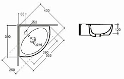 Керамин Раковина угловая Лаго 55 4810531139829 – фотография-3