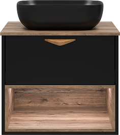 Brevita Тумба с раковиной Bergen 60 подвесная дуб галифакс олово/черная – фотография-1