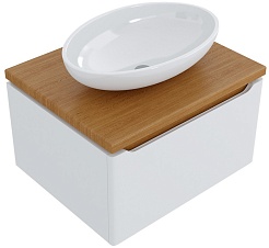 Mixline Мебель для ванной Виктория 60 подвесная белая софт/дуб светлый – фотография-5