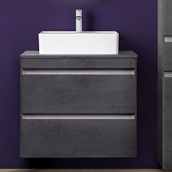 Style Line Тумба с раковиной подвесная Атлантика 60, бетон темный – фотография-2