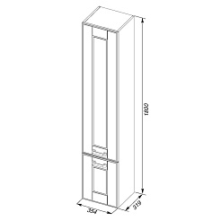 Aquanet Пенал для ванной "Рондо 35" белый антик (дверцы) – фотография-3