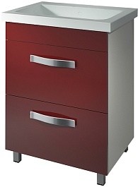 Какса-а Тумба с раковиной Хилтон 60 напольная, бордо – фотография-1