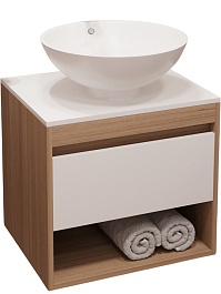 Teymi Тумба с раковиной Ritta 65 дуб эврика/белый матовый T60520 раковина T50103 – фотография-1