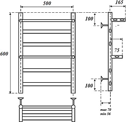 Point Полотенцесушитель электрический Артемида П4 500x600 PN14156PE с двумя полками хром – фотография-5