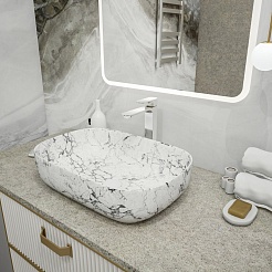 Teymi Раковина накладная Solli 60 Artceramic T50398 белый мрамор – фотография-6