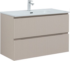 Aquanet Тумба с раковиной Джейн (Flat) 90 подвесная бежевая матовая