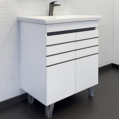 Comforty Тумба с раковиной Нарва 70 белая матовая/графит – фотография-1