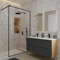 Зов Тумба под раковину Дион 120 подвесная под столешницу матовый графит/дуб – фотография-7