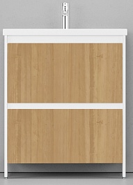 Velvex Тумба под раковину напольная Klaufs 70 белая/дерево – фотография-1