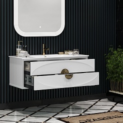 Opadiris Мебель для ванной Ибица 120 подвесная белая/золото – фотография-9
