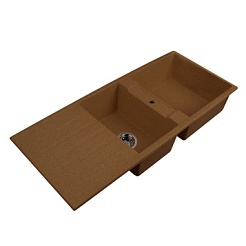 Акватон Мойка "ТОРИНА" двойная с крылом, терракотовая – фотография-1