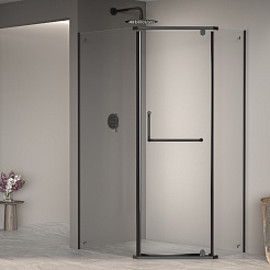 RGW Душевой уголок Passage PA-091B 90x80 профиль черный стекло прозрачное – фотография-2