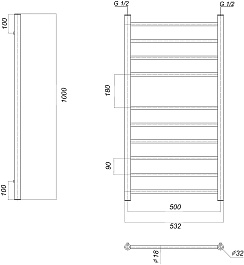 Domoterm Полотенцесушитель Медея П10 500x1000 золото – фотография-3