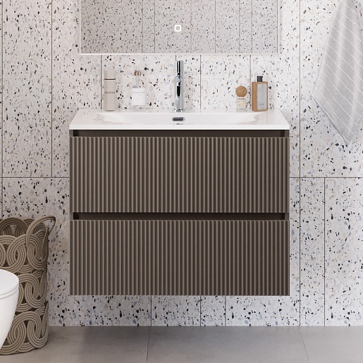 BelBagno Тумба с раковиной Uno mini 100 подвесная Бежевый матовый с раковиной BB-8099-3-100 – картинка-7