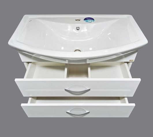 Misty Тумба с раковиной Балтика 80 с 2 ящиками, подвесная – фотография-2