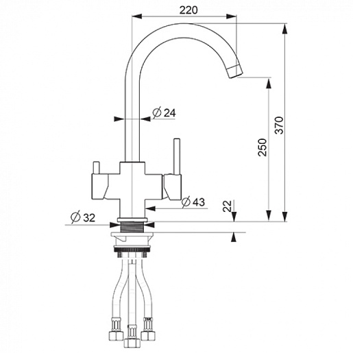 Florentina Смеситель FL-06 шампань для кухонной мойки – фотография-2