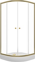Triton Душевой уголок Альфа-Голд 90x90 стекло прозрачное профиль золото с поддоном